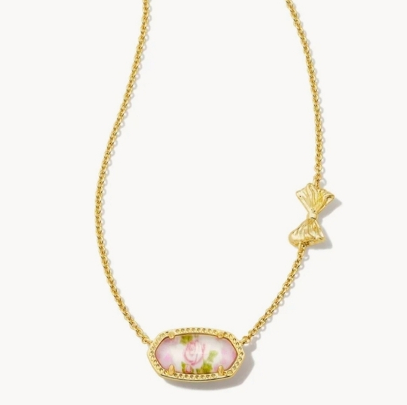 LoveShackFancy x Kendra Scott Gold Elisa Necklace Marie Pink Blooming Heirloom - Picture 1 of 9